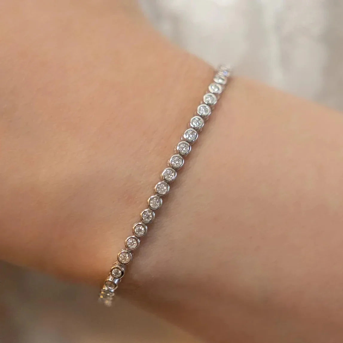 GRA Certified 2mm Moissanite Tennis Bracelet for Women Man 925 Sterling Silver Plated 18k Gold Round Bubble Diamond Bracelets
