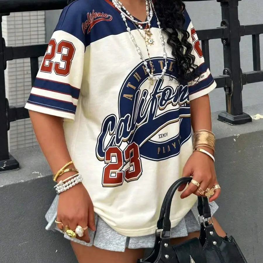 Men's California 23 Printed V-Neck Short Sleeve T-Shirt Summer Graphic Tee Baseball Jerseys Plus Size Women's Sport T-Shirt