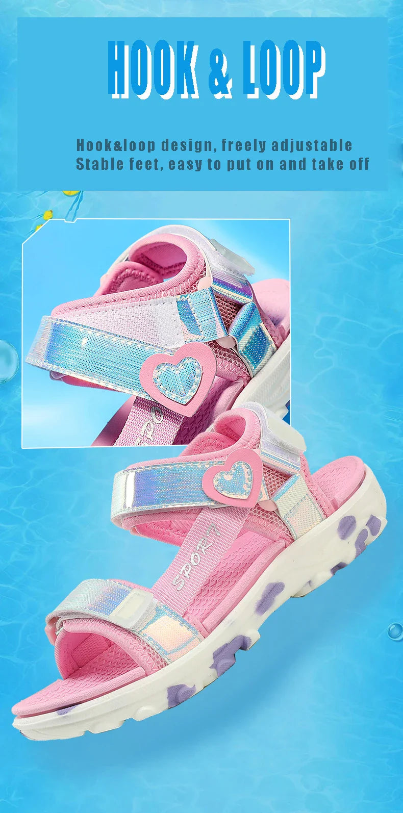 Princess Girls' LED Sandals Children's Toddler Sports Beach Pink blue Girls' Soft Shining Shoes Outdoor Soft  Anti-Slip LED Shoe