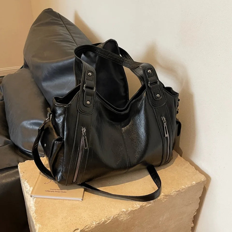Daily Business Commuting Large Capacity Tote Hand Bags Soft Pu Leather Shoulder Bags for Women Zipper Women's Handbags Quality