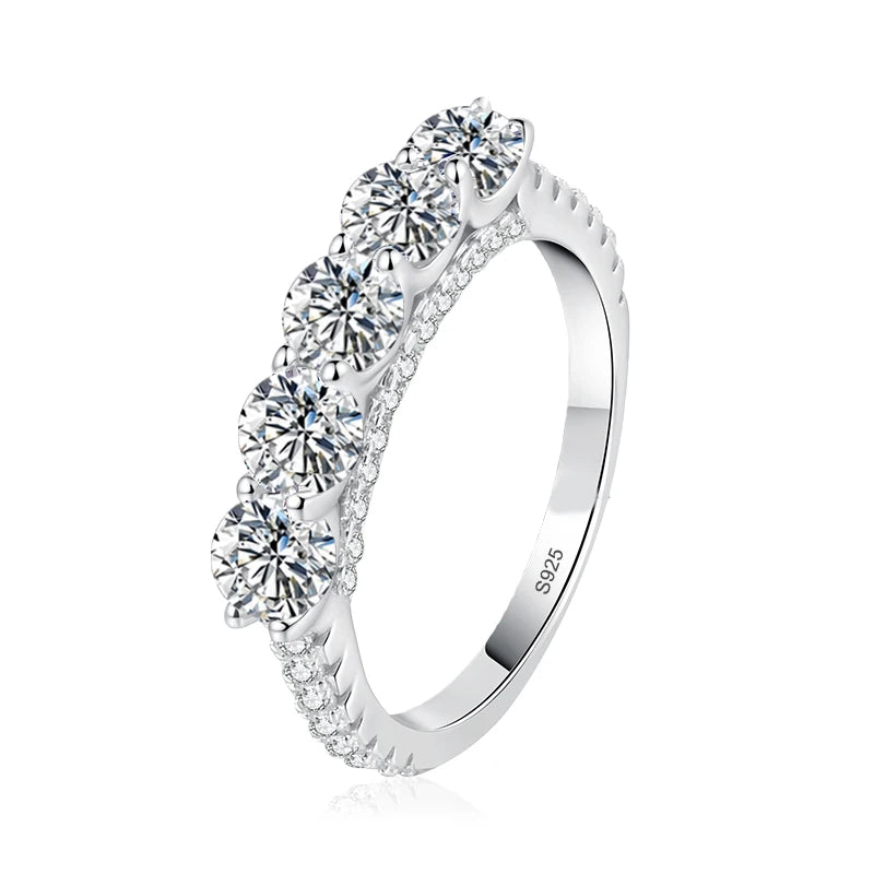 4mm Moissanite Ring 925 Sterling Sliver Solid with White Gold Plated Eternity Band Wedding Engagement Rings For Women