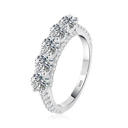 4mm Moissanite Ring 925 Sterling Sliver Solid with White Gold Plated Eternity Band Wedding Engagement Rings For Women