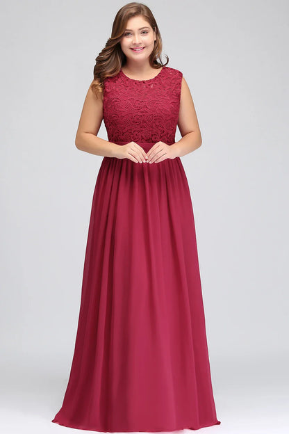 Hot Sale Lace A Line Prom Dress 2024 New Style Evening Dress Chiffon Back Illusion Bridsmaid Dress Pleat vestidos de fiesta
