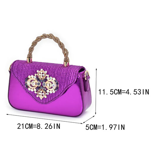 New Arrival Pointed Toe Heels for Women 2026 Elegant Party Diamond Pumps Italian Shoes and Bags Matching Set with Rhinestone