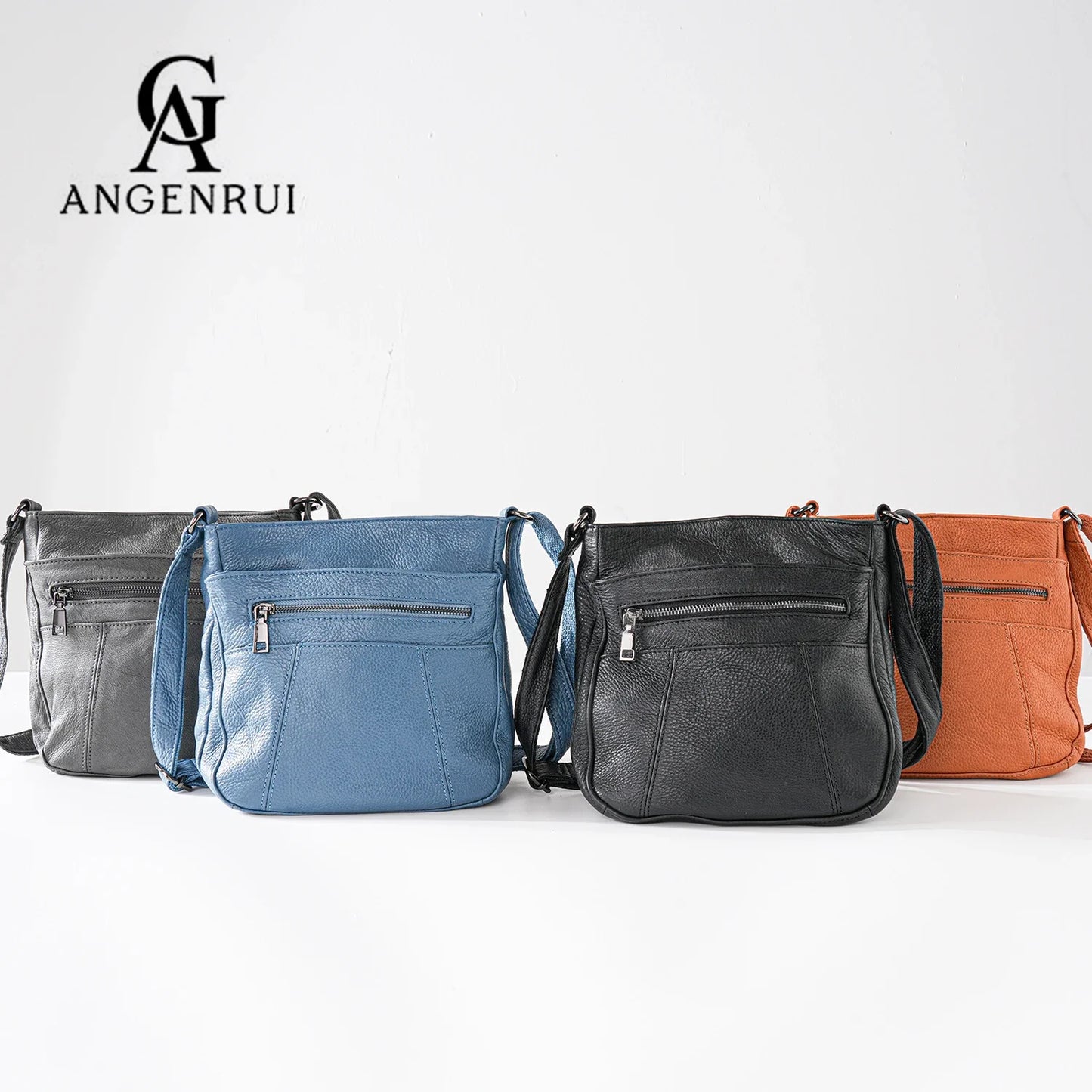 New Genuine Leather Women's Bag Casual One Shoulder Crossbody Bag Multi Pocket Messenger Bag