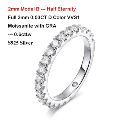 Luxury 2.2cttw 3mm Moissanite Full Enternity Diamond Engagement Ring For Women S925 Silver Wedding Band Rings Fine Jewelry