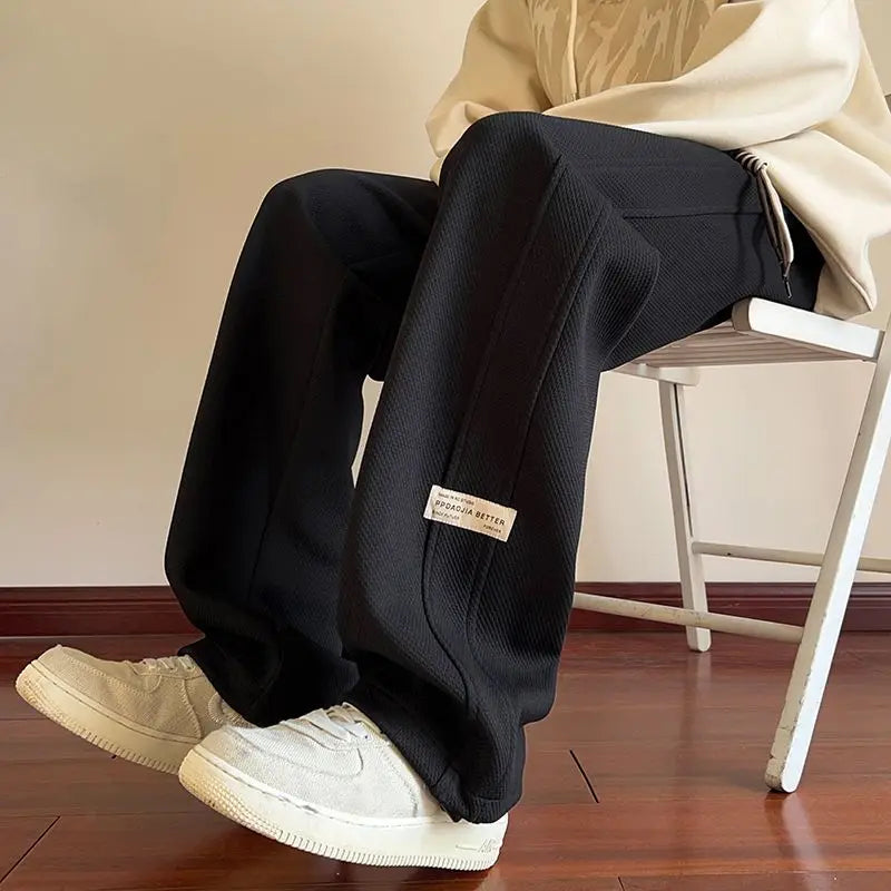 High-street cool pineapple plaid straight-leg wide-leg pants for men, casual outdoor party loose floor-length pants