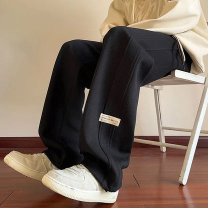 High-street cool pineapple plaid straight-leg wide-leg pants for men, casual outdoor party loose floor-length pants