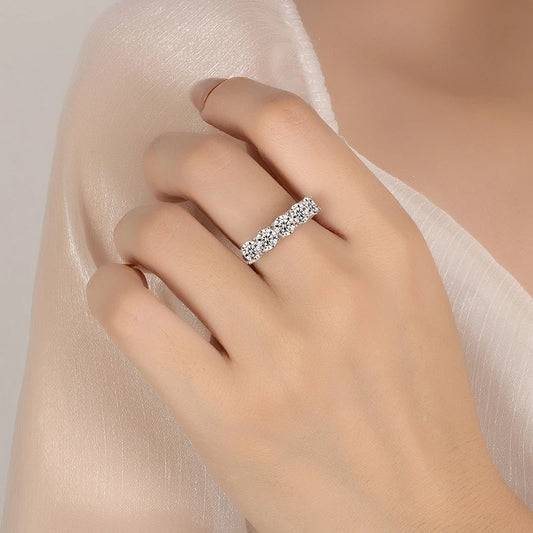 2.5/5CT Moissanite Ring For Women S925 Pure Silver Five Gemstone Ring Luxury Wedding High-end Jewelry