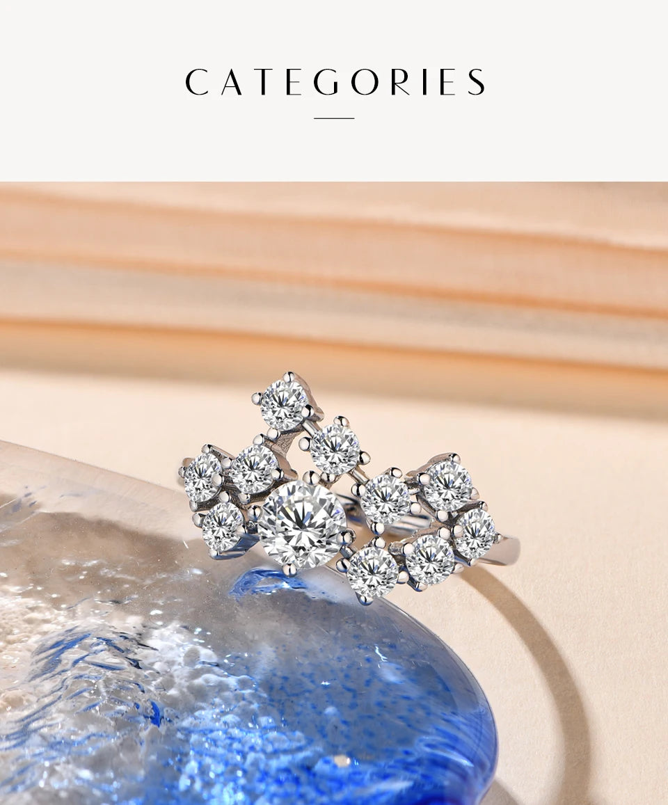 Moissanite Ring D Color 1.5ct Excellent Round Shape 5mm 925 18K Real Engagement Wedding Rings For Women Fine Jewelry