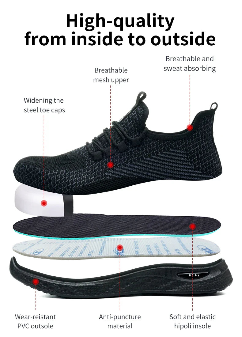 Men's safety shoes, breathable work sports shoes, puncture and smash resistant work boots, safety protective shoesTactical Boots