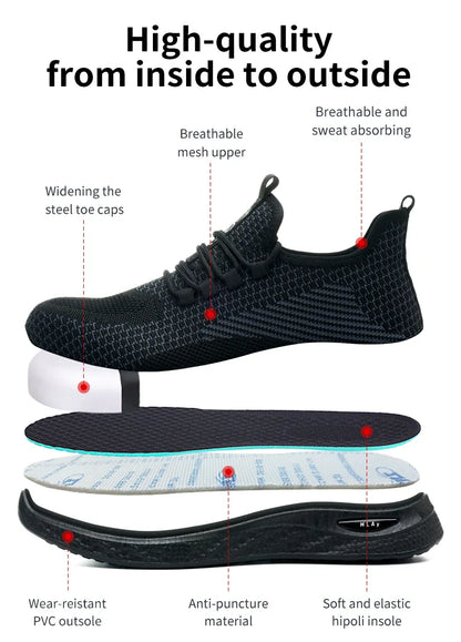 Men's safety shoes, breathable work sports shoes, puncture and smash resistant work boots, safety protective shoesTactical Boots