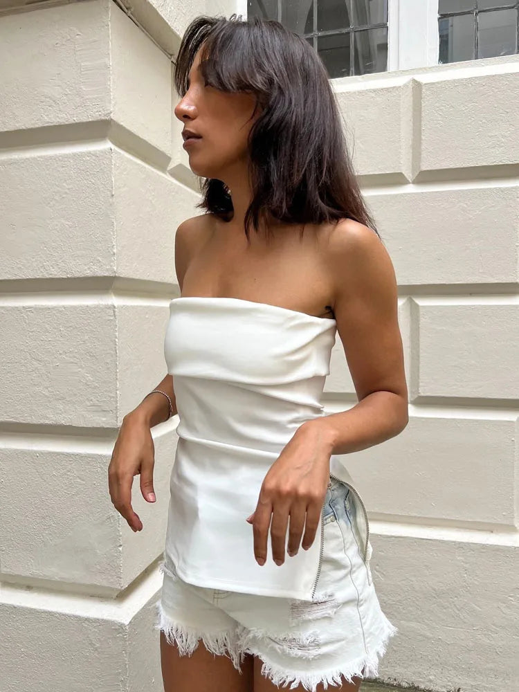 2025 Tube Top Women Off shoulder Corset Top Woman White Black Sexy Backless Tank tops Summer Sleeveless Bustier Top Woman