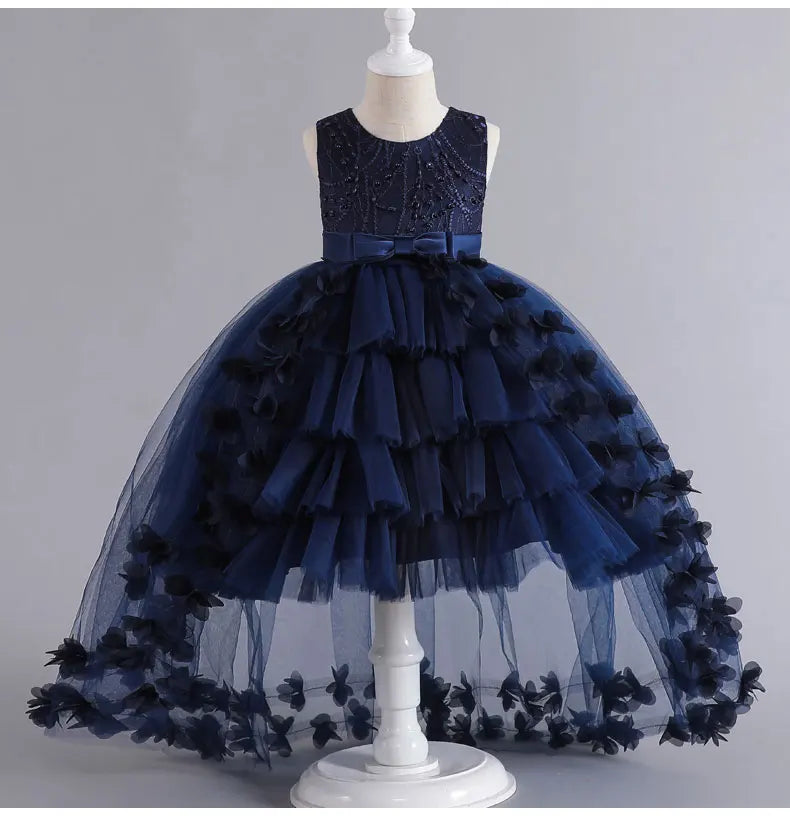 Kids for Girl's 3 to 12 years old Formal Evening Trailing Dress Sleeveless Princess Fluffy Cake Dinner Performance Dance