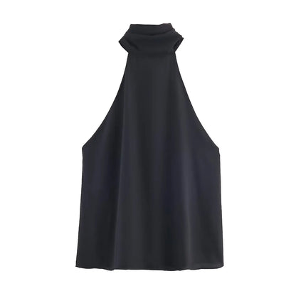 New Halter Tops Fashion Backless Bow Elegant Crop Top Woman 2025 Sleeveless Ruched Short Tops For Women Sexy Party Tops