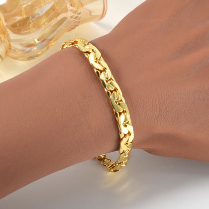 Sunny Luxury Copper Alloy Necklace Bracelet Women's Set Flat Cuban Chain Punk Style Suitable Party Jewelry Gifts