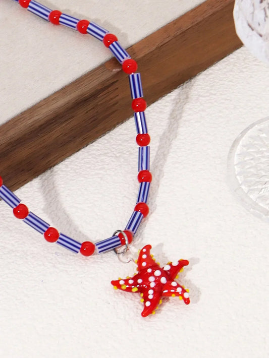 Creative Charm Starfish Pendant Women's Necklace Holiday Party Accessories (Size and Color May Have Errors)