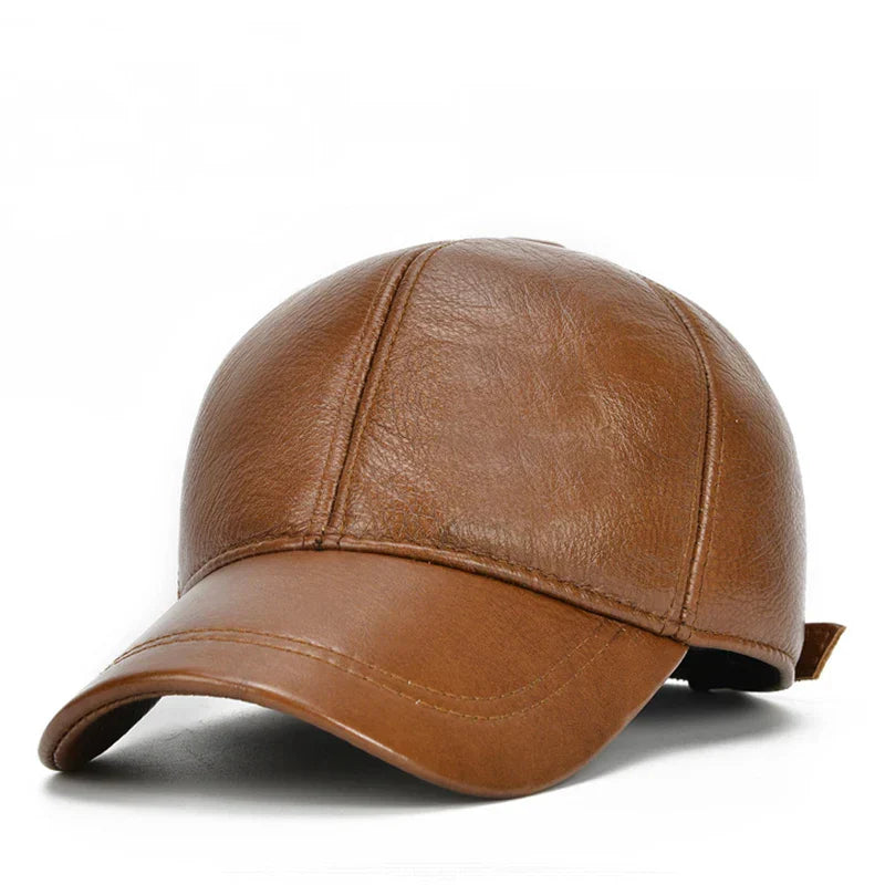 2026 Adjustable Men's Genuine Cowhide Leather Baseball Cap for Fall Winter Outdoor Sports Hat Men Real Cowhide Leather Caps