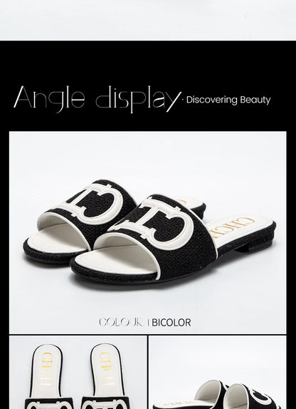 Women's Slippers New Fabric Fashion Flat Sandals Business Banquet Women's Shoes