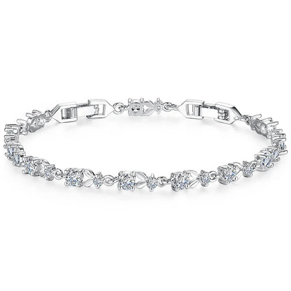 Luxury Rose Gold Color Chain Link Bracelet for Women Ladies Shining AAA Cubic Zircon Crystal Jewelry JIB013