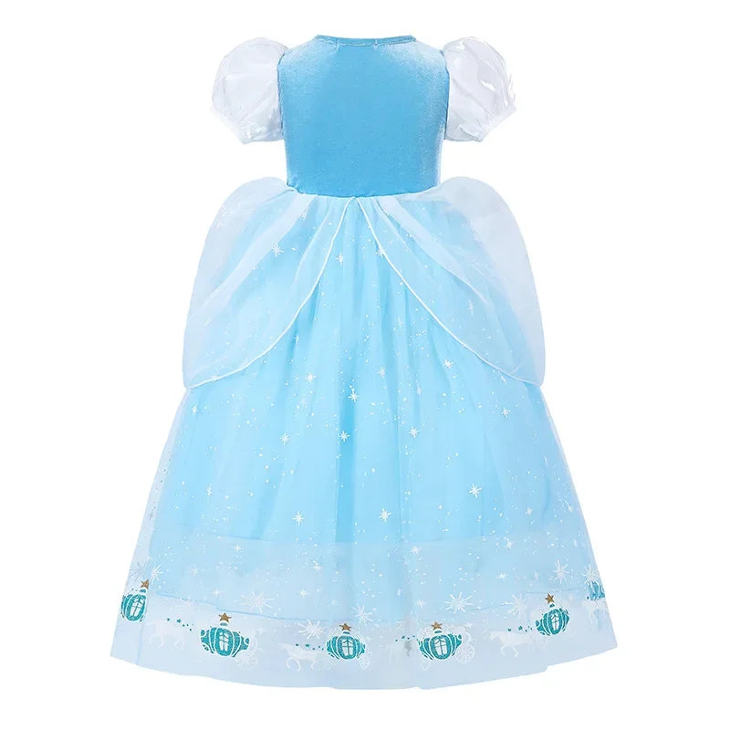 Cinderella Princess Cosplay Dress for Girl Kids Ball Gown Sequin Carnival TUTU Puff Mesh Clothing for Birthday Gift Purim Dress