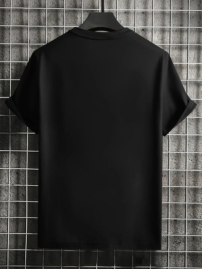 Men's summer 100 cotton fashionable casual loose plus size landing moon pattern printed sports round neck short sleeved T-shirt