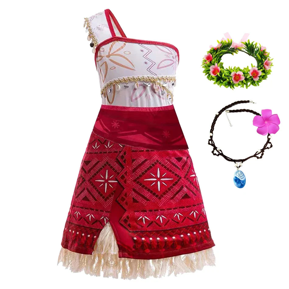 Meninas Novo Filme Moana 2 Vestido Festa de Halloween Fantasia de Aventura Menina Princesa Roupas Chiques Crianças Vaiana Pua Porco Roupa