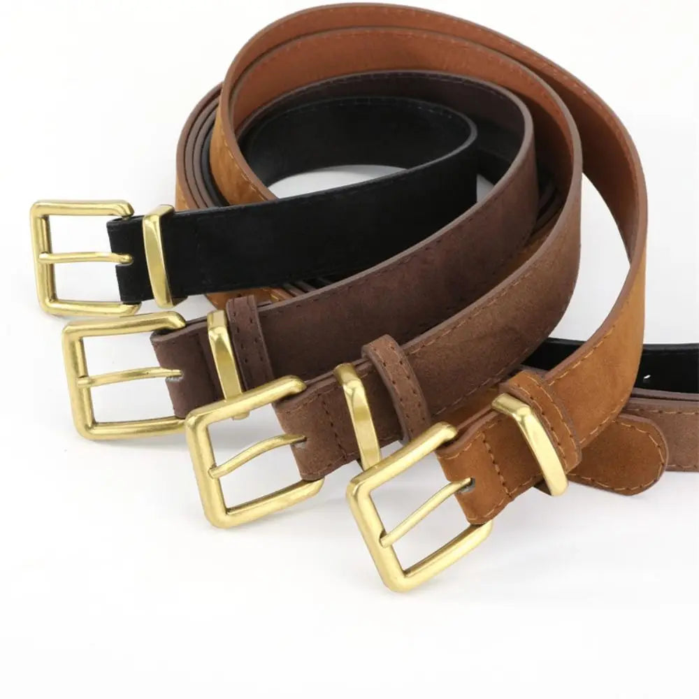 Women Suede Leather Belt Casual Versatile Business Waist Strap Belt Trendy Luxury Design Pin Buckle Waistbands