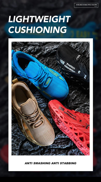 Work Safety Shoes For Men Lightweight Protective Work Sneakers Lightweight Men Shoes Breathable Shoes Anti-Puncture Work Shoe