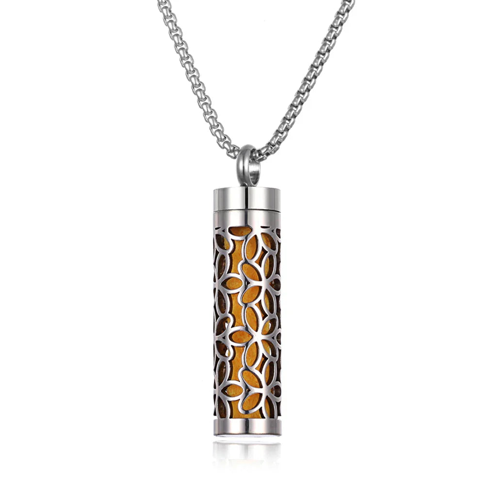 Long Strip Stainless Steel Aromatherapy Necklace Perfume Diffuser Essential Oil Diffuser Pendant Necklace Jewelry Accessories