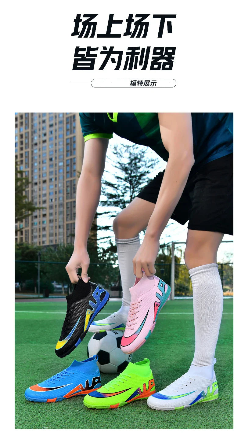 Men Professional Soccer Cleats FG/TF Football Boots Non Slip Breathable Training Shoes Outdoor Match Sneakers Grass Turf Sports