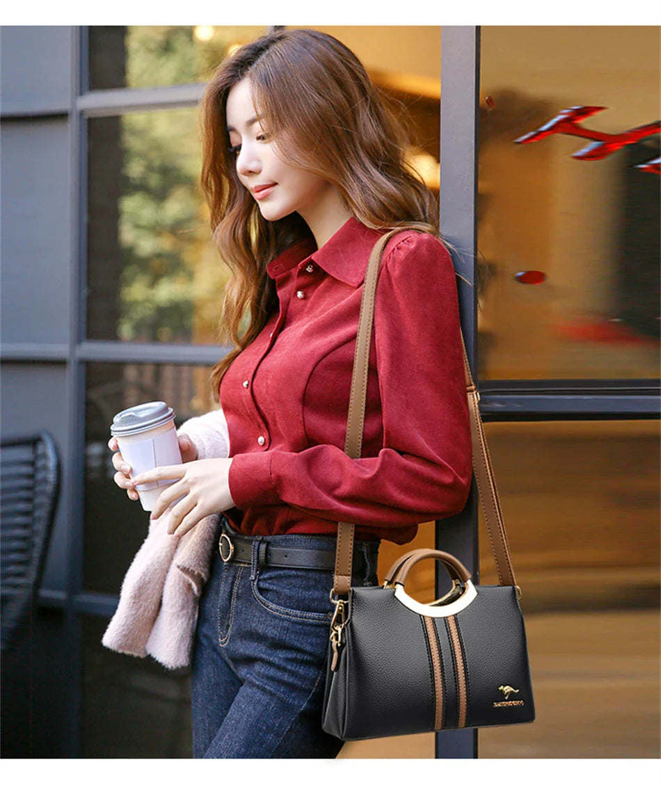 Luxury Designer Crossbody Bag for Women 2024 Brand 3 Layers Handbag Purse Female Genuine High Quality Leather Shoulder Totes Sac