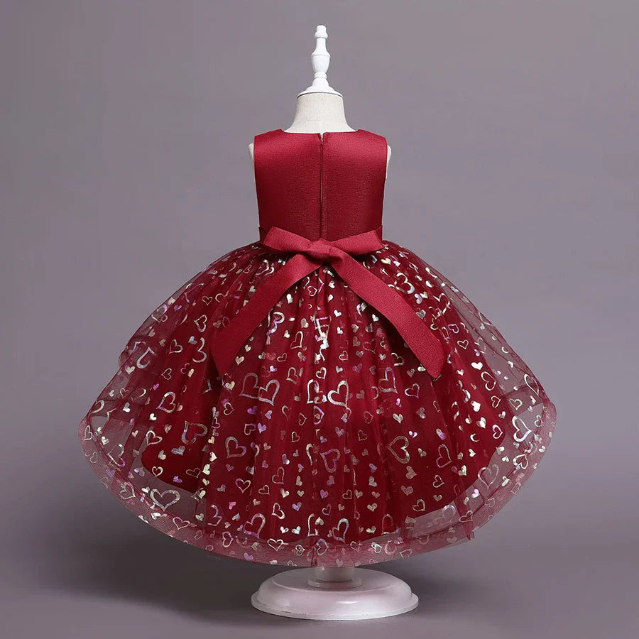 Summer Children's Wedding Celebration Party Evening Dress Sleeveless Sequins Formal Ball Birthday Party Girl Princess Dress