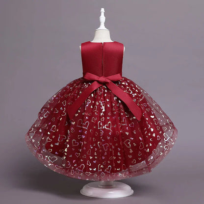 Summer Children's Wedding Celebration Party Evening Dress Sleeveless Sequins Formal Ball Birthday Party Girl Princess Dress