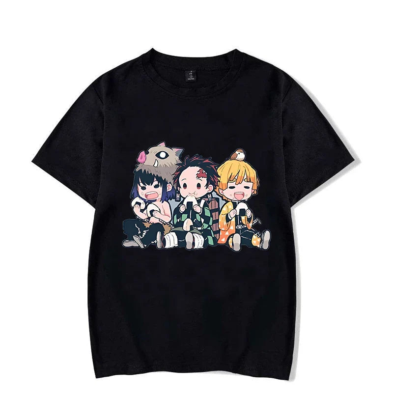 Funny Anime Hashibira Inosuke Kamado Tanjirou Agatsuma Zenitsu Cartoon Print T-shirt Summer Cool T Shirt Women Men Short Sleeve