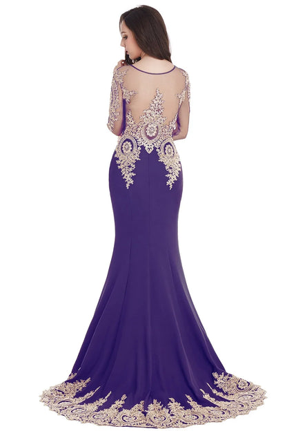 Prom Dresses Women Beading Long Sleeve Backless Elegant Lace Applique Formal Evening Party Gown For Bride Robe De Soirée