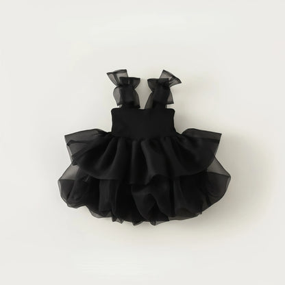 Summer Baby Tulle Pageant Wedding Party Girls Big Bow Sleeve Dress For Children 1 Year Birthday Baptism Formal Evening Vestidos