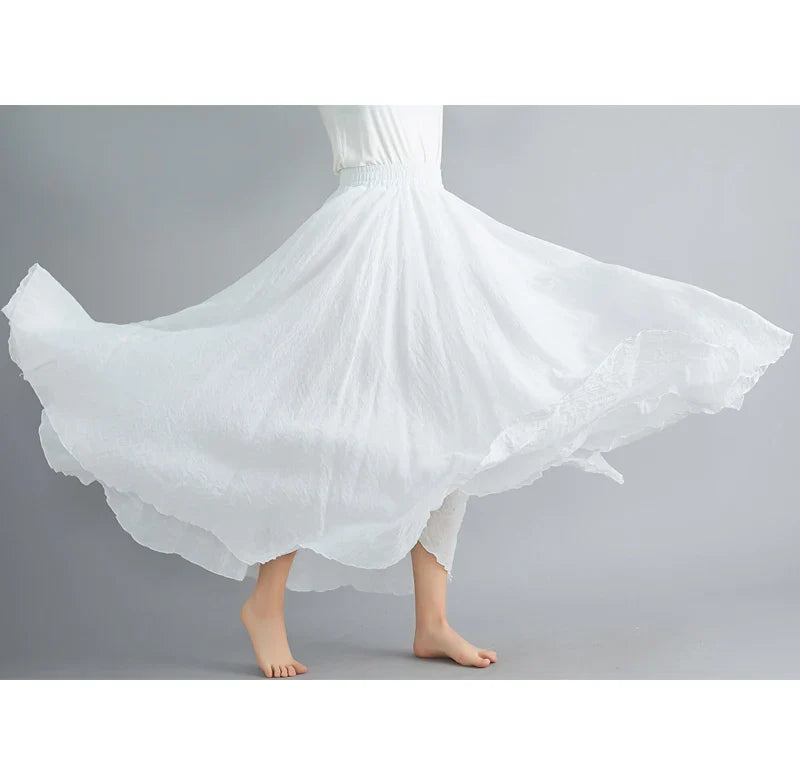 Fashion Cotton Linen Clothes Women Skirts Maxi Y2k Elegant Beach Saia Ropa Mujer Casual Vestido Boho Long Skirt Faldas Harajuku