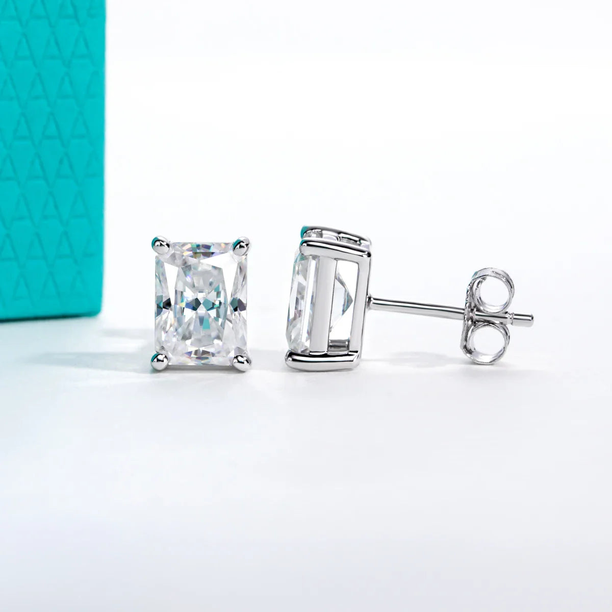 1cttw-6cttw Radiant Moissanites Earrings 925 Sterling Silver D Color VVS1 Moissanite Classic Stud Earrings for Woman