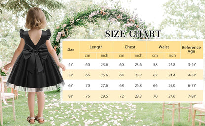 Girls White Wedding Pearls Elegant Pageant Princess Dress For Girls Backless Big Bow Wedding Bridesmaid Birthday Party Ball Gown