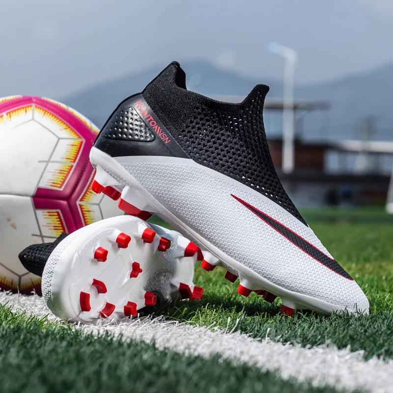 Big Size 49 48 Slip On Soccer Shoes Unisex Long Spike AG/TF Artificial Football Shoes Indoor Anti-slip Training Sport Boots