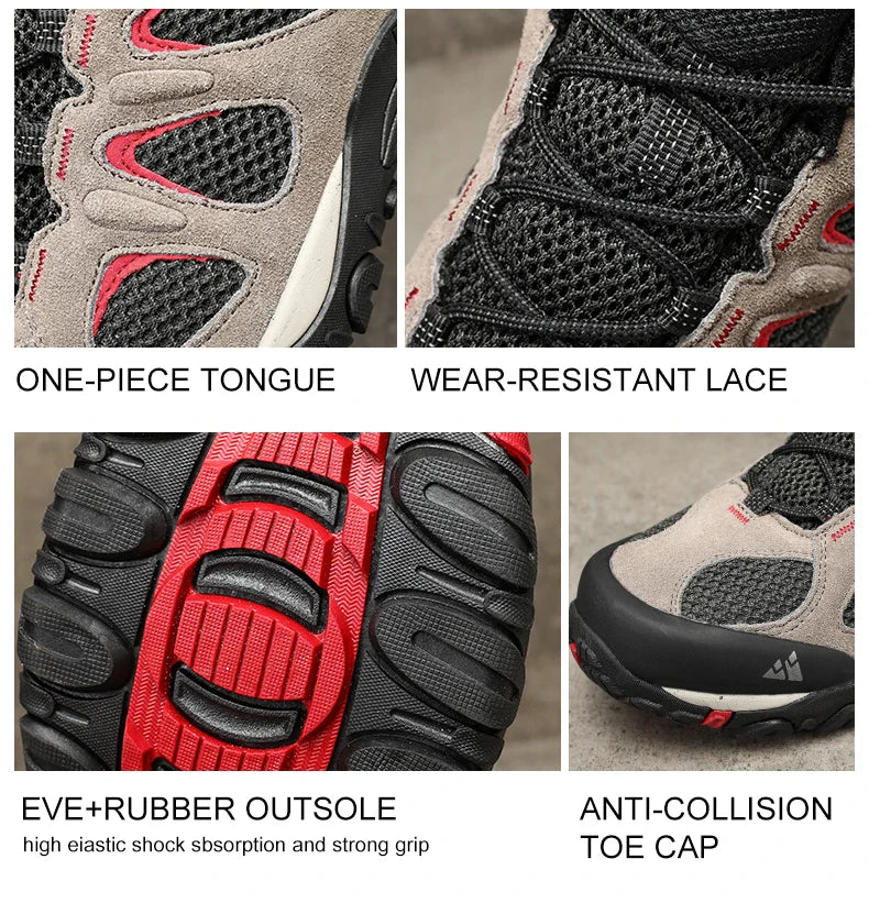 New Non-slip Wear Resistant Men‘s Outdoor Hiking Shoes Breathable Splashproof Climbing Men Sneaker Hunting Mountain Shoes