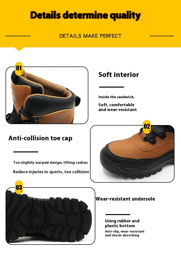 New fashion high-top anti-smashing and anti-puncture safety shoes steel toe toe wear-resistant work shoes men's protective shoes