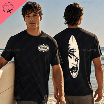 Hawaiian Traditions North Shore Hawaii Surfing Men Women White High Qulaty Cotton T-shirt Comfortable Beach-style Surf Tee Tops