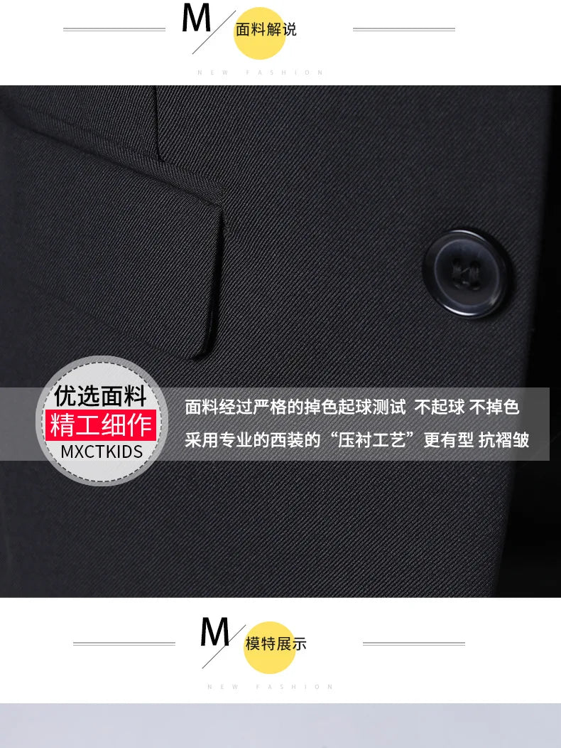 1-14 Years Children Boy Wedding Suit Black Nave Blue Elegant Suits For Children Boys Suits Outfits Set Teenager Kids Suits
