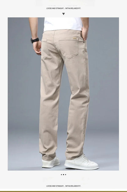 Men's Straight Leg Jeans Slim Fit Stretch Comfort Denim Pants Korean Casual Fashion Minimalist Business Male Daily Trousers