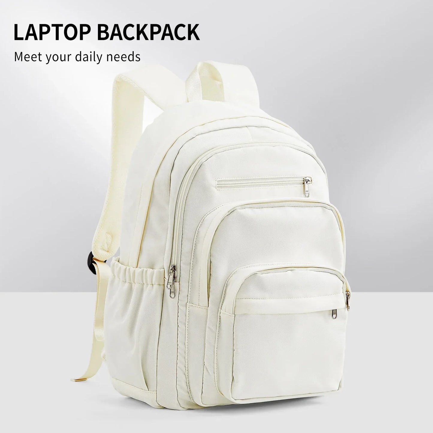 Casual Nylon Backpack, Backpack for Women, Multi-Pocket Design in Light Blue Durable for School, High School and College Bookbag