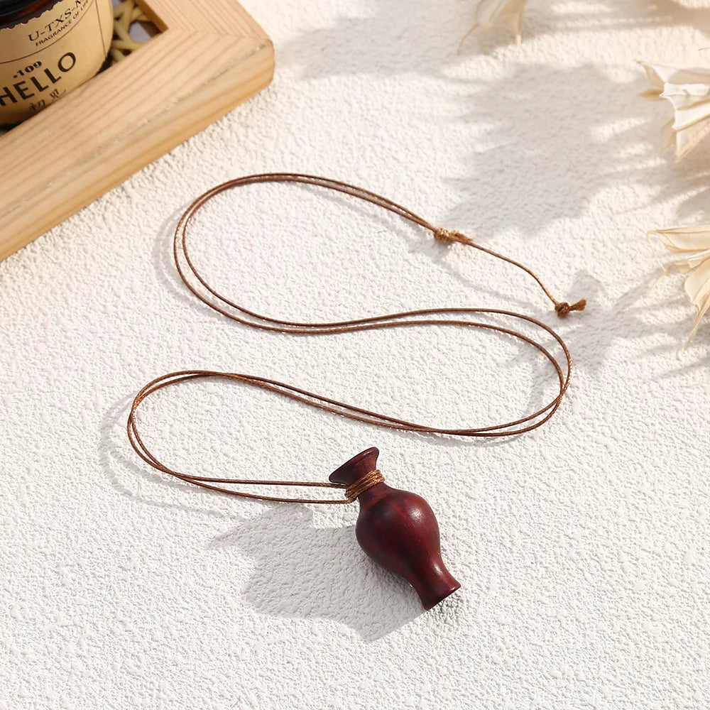 Wooden Water Bottle Pendant Necklace for Women Fashion Sweater Chain Fashion Jewelry Gift Accessories Wholesale