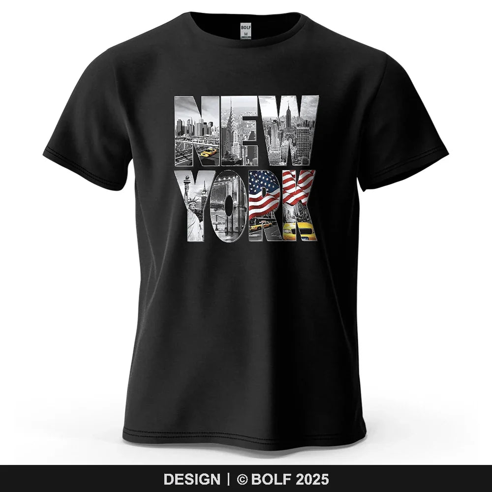 New York City Printed Men's T-Shirt 100% Cotton Oversized City Graphic Tees for Women Tops Tees Casual Streetwear