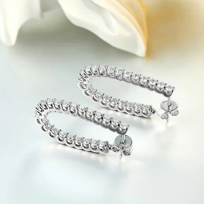 Trendy Real D Color Full 2.2mm 0.04CT Moissanite Hoop Earrings For Women S925 Silver Plated 18K Gold Diamond Earring